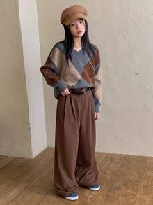 DAZY Tween Girls Solid Color Woven Wide Leg Pants, Fall - Brown - View 2