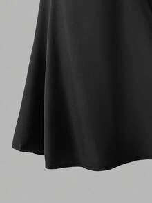 Sweetra 女童（小）无袖优雅休闲蝴蝶结设计中长连衣裙 - 黑色 - 查看 3