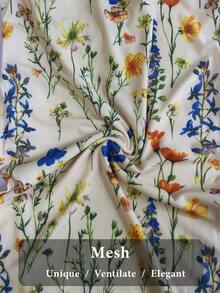 Rafferiza 女式优雅单肩花卉树枝印花网眼松紧腰褶饰紧身高开衩灯笼袖长裙 - 杏色 - 查看 8