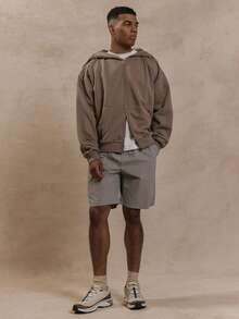 Musero Strukturerade, kraftiga, veckade fållar, längre shorts, höst- och vintergarderob - Ljusgrå - Visa 1