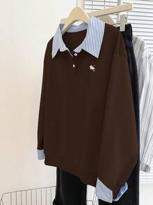 Resyla Autumn/Winter New Casual College Style Women Sweatshirt - Coffee Brown - View 6