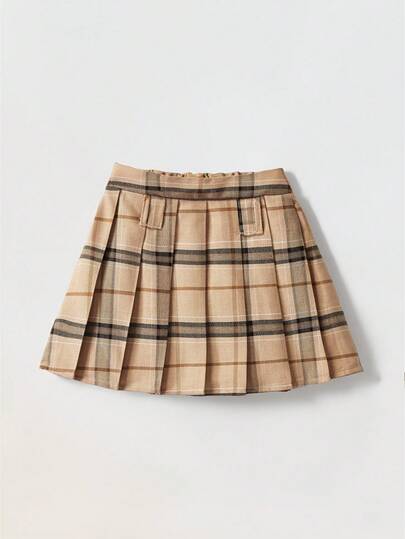 Maija Kids Maija Kids Young Girl Plaid Fabric Pleated Skirt With Belt Thanksgiving Winter Suitable For Daily, Celebration, Autumn & Winter Outfits For Easy Comfort, Autumn & Winter Layers For Girls, Stylish Girls Suitable For Autumn/Winter Daily Wear, Street Style, Home Seasons - Spring, Summer, Autumn, Winter, Great Christmas Gift For Young Girls Vacation Suitable For All Seasons - Spring, Summer, Autumn, Winter