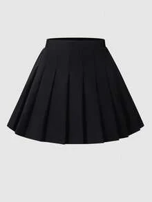 SHEIN Girls' Pleated High Waist Skirt With Built-In Safety Shorts, 2-In-1 Skirt Pants, Versatile For All Seasons, Can Be Paired With Shirts, T-Shirts, Polos, Hoodies, Jackets