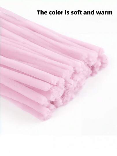 100/200/300/500pcs Soft Pink Pipe Cleaners Craft Supplies, Multi-Color Chenille Stems, Encrypted Chenille Stems, Soft Twists Stickes, Pipe Cleaners Stems For Art And Craft Projects Creative DIY Decorations