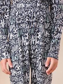 SUMWON Tween Boys Long Sleeve Football Print Pajama Set Soccer Theme Sleep Wear For Casual And Vacation - Multicolor - View 6