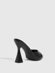 CUCCOO SZL 女士时尚尖头套脚高跟鞋，简约百搭纯色 - 黑色 - 查看 4