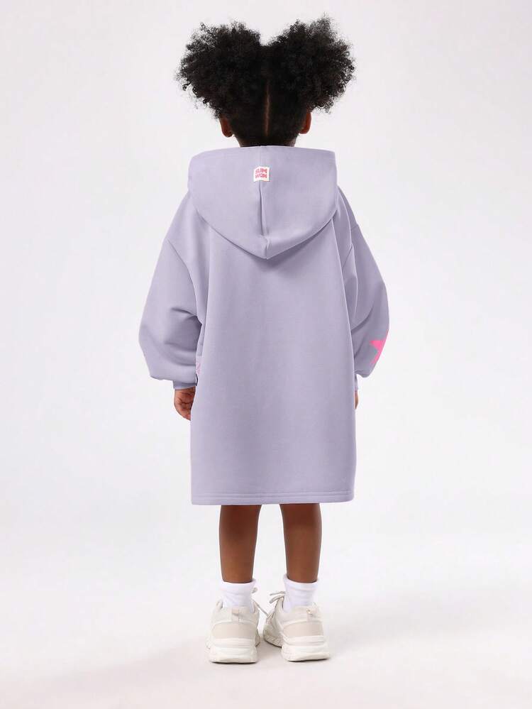 Oversized Hoodie Dress With City Print