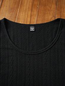 Manfinity NXTstreet 男士休闲提花针织修身无袖背心（2件装），男士背心多件装，针织背心2件装，纹理肌肉背心套装，华夫格针织A字背心套装，男士健身背心组合，夏季无袖衬衫套装，罗纹打底衫套装，黑白背心，休闲运动上衣套装，男士纹理针织背心2件装，优质华夫格无袖A字背心，黑白多件装，适合休闲和健身穿着，男士背心，男士无袖上衣，无袖T恤，男士针织背心 - 黑與白 - 查看 5