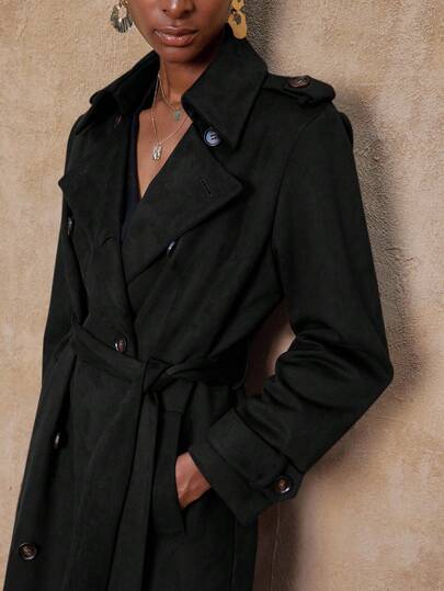 Lumalex 秋季时尚通勤纯色双排扣风衣