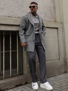 Artur Kramer 男士羊毛混纺长袖休闲/通勤夹克，秋冬时尚外套 - 灰色 - 查看 2