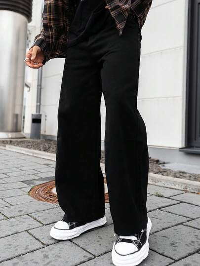 Artur Kramer 男士黑色休闲宽松牛仔裤，时尚舒适，垃圾摇滚