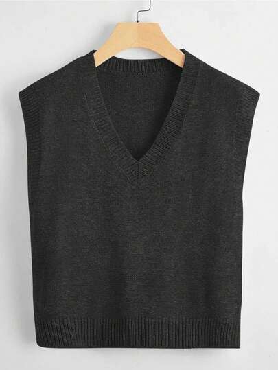 Franclia 女式纯色V领休闲针织背心，秋冬