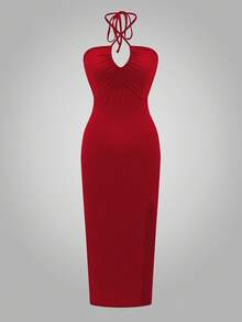 VaVaBold 女士红色无袖性感露背裹身裙