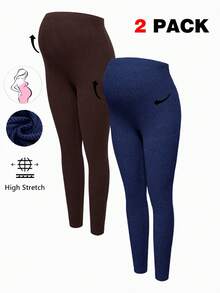 Modmama 孕妇休闲纯色高腰打底裤