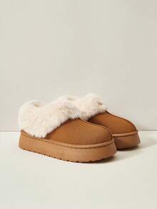 Cuccoo Women's Popular Thermal Lined Thick Sole "Style" Snow Boots, Autumn/Winter New High-End Faux Suede/Soft Fur Slip-On Boots For Christmas - Camel - View 3