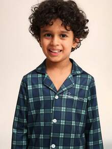 SUMWON Classic Long Sleeve Plaid Pajama Set With Button Down Top For Boys Sleepwear Nightwear For Casual And Vacation - Dark Green - View 6