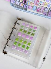 Juego de carpeta de anillas transparente Joivida M5, 10 fundas de doble cara, hojas de recambio, juego de cuaderno de anillas DIY, sello, pegatinas lindas, evento otaku, cuaderno de pegatinas, libro de pegatinas, estantería de pegatinas, recambio de libro de pegatinas, carpeta de pegatinas transparente - Multicolor - Ver 2