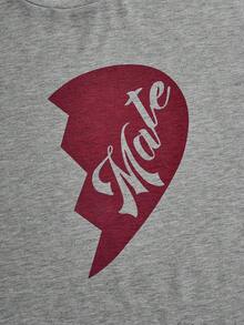 Manfinity VCAY Men's 2pcs Knitted Heart & Letter Printed Short Sleeve T-Shirts - Light Grey - View 3