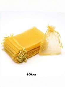 20/50/100 pièces Sac en organza de 9 cm x 12 cm pour l'emballage de bijoux, sac cadeau à cordon, sac de rangement de voyage pour les cosmétiques et les produits de soins de la peau, convient pour les mariages, les fêtes d'anniversaire, les sacs cadeaux de bijoux
