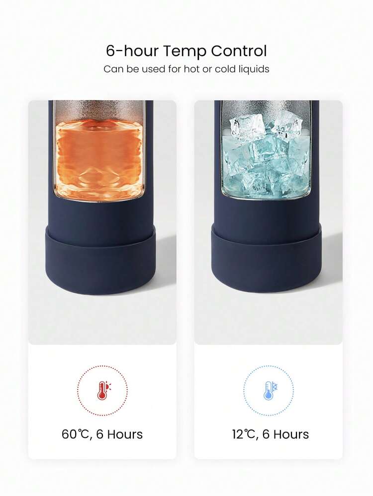 GLOWMODE 1L 即饮式双层不锈钢环形手柄磁性手机支架防滑底座水瓶日常休闲办公室活动 - 藏蓝色 - 查看 2