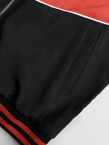 ROMWE MEN Street Life Men's Racing Element Jacket, Suitable For Autumn/Winter - Black - View 7