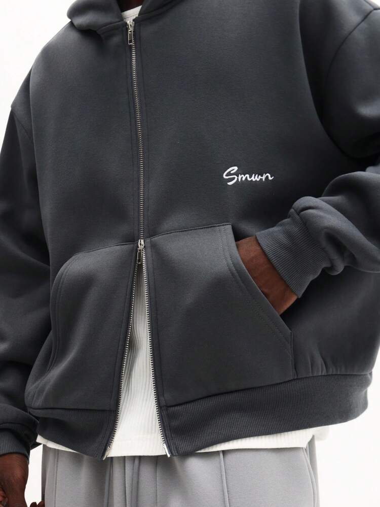 Boxy Fit Zip Hoodie With City Print