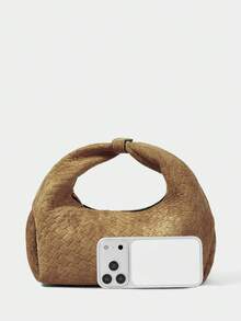 SHECARRY Women's Handbag, Brown Embossed Suede Material