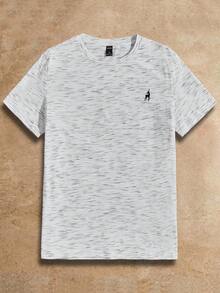 Manfinity NXTstreet 2件/套 100%纯棉针织男士刺绣圆领休闲短袖T恤，情侣装 - 藍白色 - 查看 4