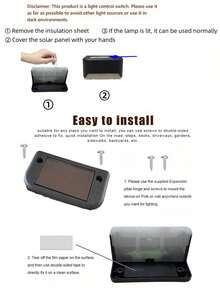 4pcs/8pcs/12pcs/16pcs Solar Lights 1 LED Wall Lamp Set, Black Shell, Warm White/White Light, Outdoor Garden Wall Fence Pathway Landscape Stairway Solar Lights - Black - View 7