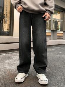 DAZY Men's Casual Commuter Washed Straight Leg Jeans - Black - View 5