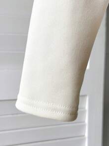 SHEIN Tween Girl Thermal Lined High Neck Fitted Long Sleeve T-Shirt, Soft & Comfortable All-Match Versatile Thermal Undershirt, Apricot Long Sleeve Tops Basic Tops Teen Girl Clothes Long Sleeve Teen Girl Tops Aesthetic - Apricot - View 5