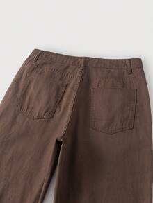 Manfinity Homme Quần Jeans Nam Ống Thẳng Thêu Chữ Thập Màu Cam Phong Cách Mỹ - Cà phê nâu - Xem 5