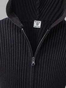 SHEIN Sweetro Áo hoodie có khóa kéo màu trơn đơn giản dành cho bé gái tuổi mới lớn - màu đen - Xem 6