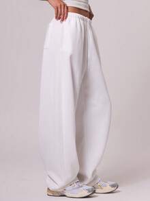 MUSERA Quần jogger ống đứng dáng rộng, thích hợp cho kỳ nghỉ, đi sân bay, lễ tốt nghiệp, tựu trường, lễ tốt nghiệp, lễ tốt nghiệp, lễ tốt nghiệp, dành cho nữ, quần thể thao mặc nhà, lễ Phục sinh. - trắng - Xem 3