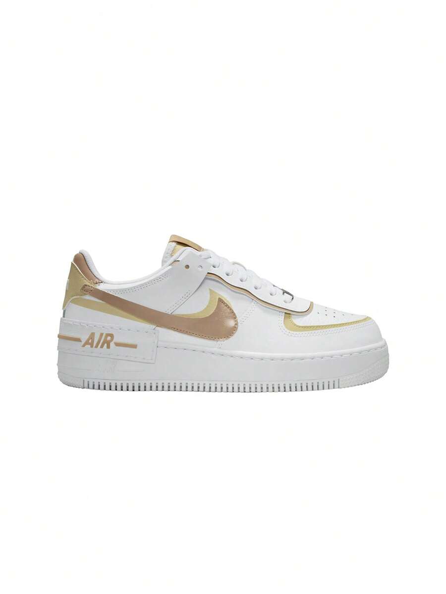 Nike Air Force 1 Low Shadow Women's Sneakers Gold DZ1847 - White/Hemp-Team Gold-White - View 1