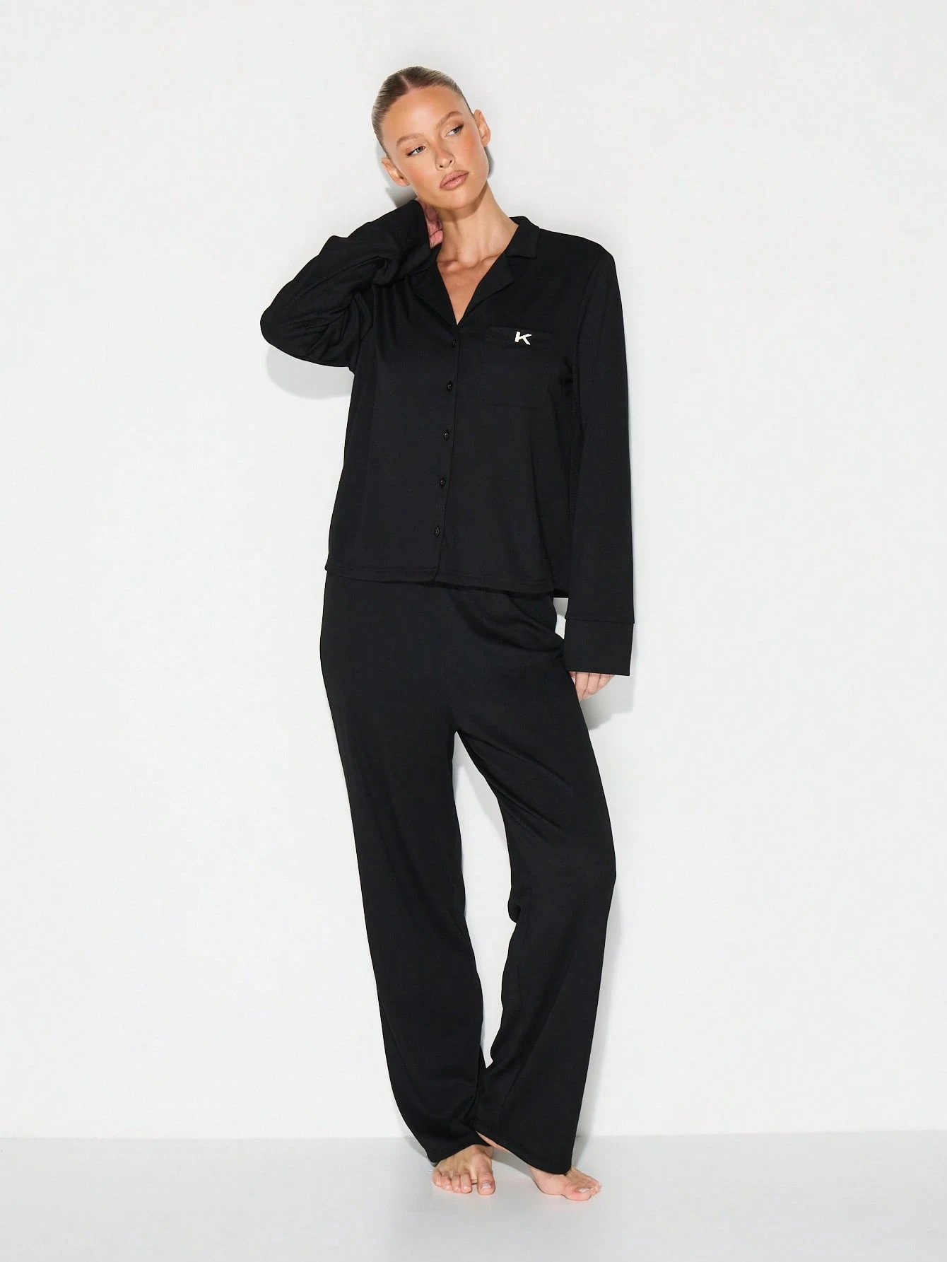 KIZN Long Sleeve Button Front Lounge Set