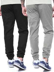 Manfinity Homme Men's Drawstring Pocket Daily Casual Outdoor Jogger Pants, For Fall - Multicolor - View 2