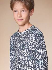 SUMWON Tween Boys Long Sleeve Football Print Pajama Set Soccer Theme Sleep Wear For Casual And Vacation - Multicolor - View 5