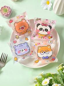 100/300/500 piezas Bolsa autoadhesiva con forma de galleta y caramelo de oso y conejo de dibujos animados en un solo paquete - Lindo avatar - Ver 9