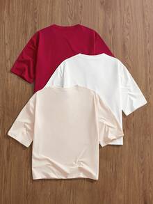 Manfinity Unisex Áo thun nam cổ tròn tay ngắn màu trơn, thường ngày, đa năng, mùa hè, đồ đôi - Nhiều màu - Xem 2