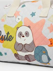 We Bare Bears X SHEIN 可爱女士大容量卡通图案托特包、旅行包、手提包、过夜度假行李包、旅行行李包、大容量防水健身包、周末随身手提包 - 卡通 - 查看 6