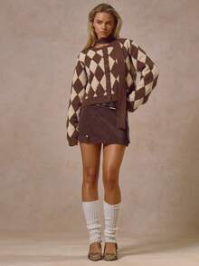 MUSERA 层叠仿皮搭扣细节迷你裙，秋冬酷炫街头风，休闲日常百搭，复古新潮，适合各种场合，如圣诞派对