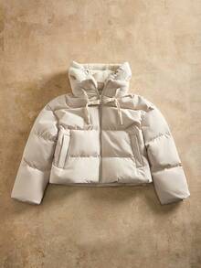 Anewsta Thick H-Shaped Mid-Length Faux Fur Collar Loose Women Jacket With Side Pockets - Beige - View 3