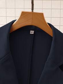 Áo khoác blazer không tay đơn sắc thiết kế thắt lưng ve rách dành cho nữ - Màu xanh hải quân - Xem 5