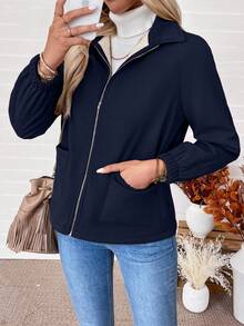 EMERY ROSE Christmas Women's Thermal Lined Zip-Up Long Sleeve Jacket, Autumn/Winter