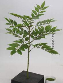 76/140cm Tropical Artificial Ficus Tree Fake Large Nandina Tree Branch Plastic Palm Tree Tall Green Banyan Plants For Home Garden Office Decor Without Pot - Green - View 7