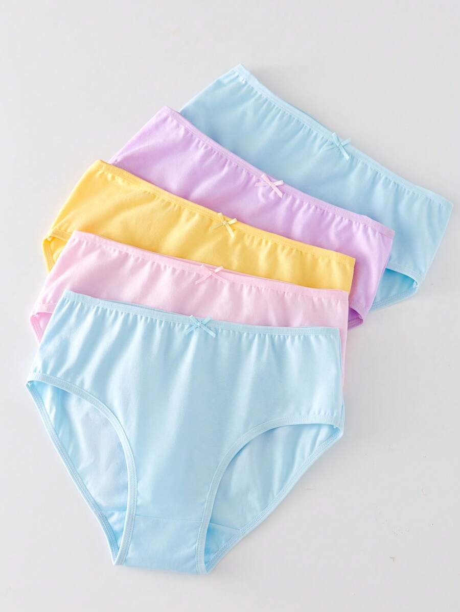 Bộ 5 quần lót cotton mềm mại họa tiết Macaron nhiều màu sắc cầu vồng có nơ trang trí cho bé gái - Nhiều màu - Xem 1