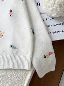 SHEIN Sparklyn 秋冬季南瓜提花针织套头毛衣，女童款，可爱百搭 - 彩色 - 查看 6