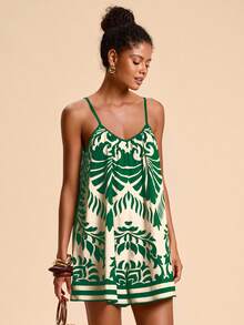 Travachic Vacation Printed Sleeveless Jumpsuit For Women - Green - View 3