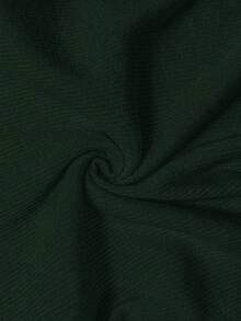 Plus Size Women Solid Color Ribbed Knit Turtleneck Sweater, Casual For Autumn/Winter - Dark Green - View 6